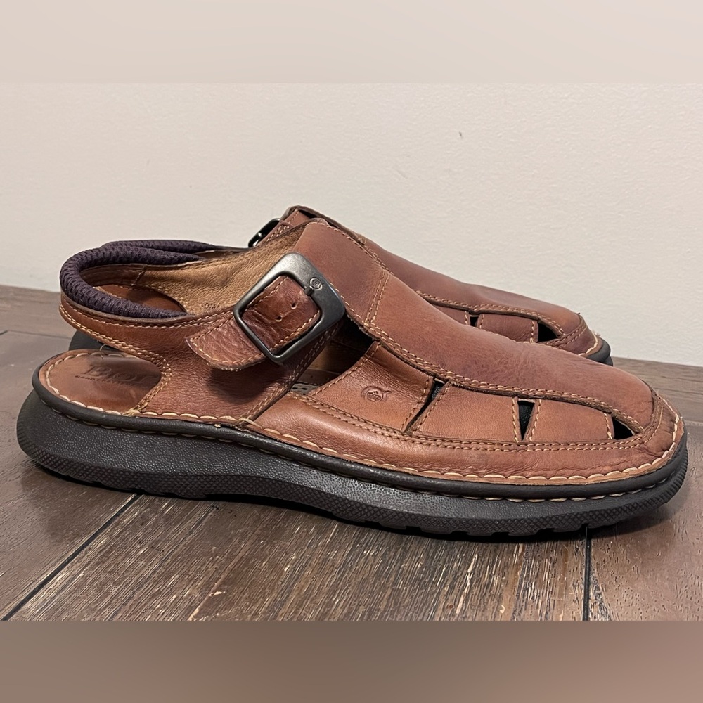 Born Brown Leather Fisherman Sandals Mens Size 12 - Picture 7 of 11